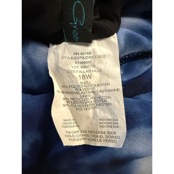 Aqua Green Plus 18W Blue Tie-Dye Tankini Swim Top Tiered Lined Adjustable - Picture 5 of 6